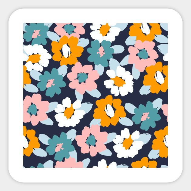 Pink, Blue, White and Yellow Flowers Sticker by martynzero